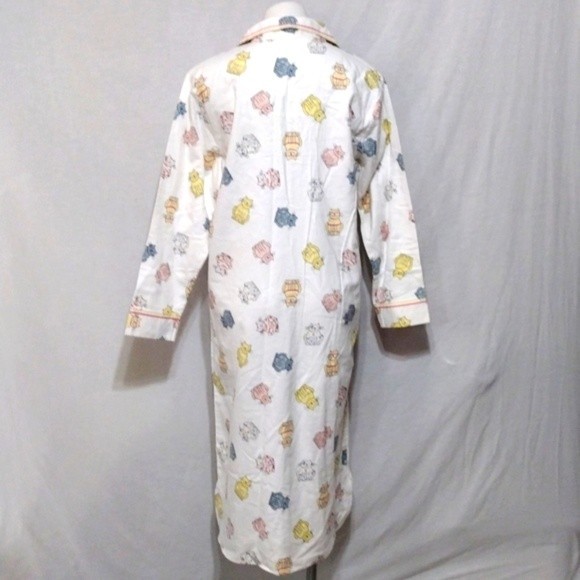 Secret Treasures Flannel Button Up Cat Print Maxi Nightgown Sleepwear Small - Picture 6 of 7